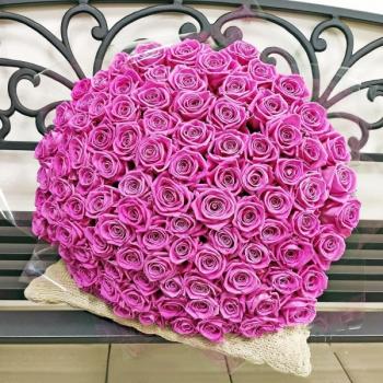 Букет Розовые розы Эквадор 101 шт (50 см) код товара  152184